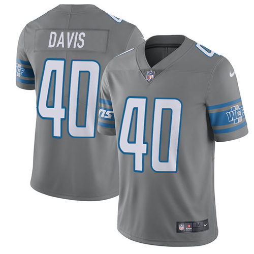 Nike Lions #40 Jarrad Davis Gray Men's Stitched NFL Limited Rush Jersey
